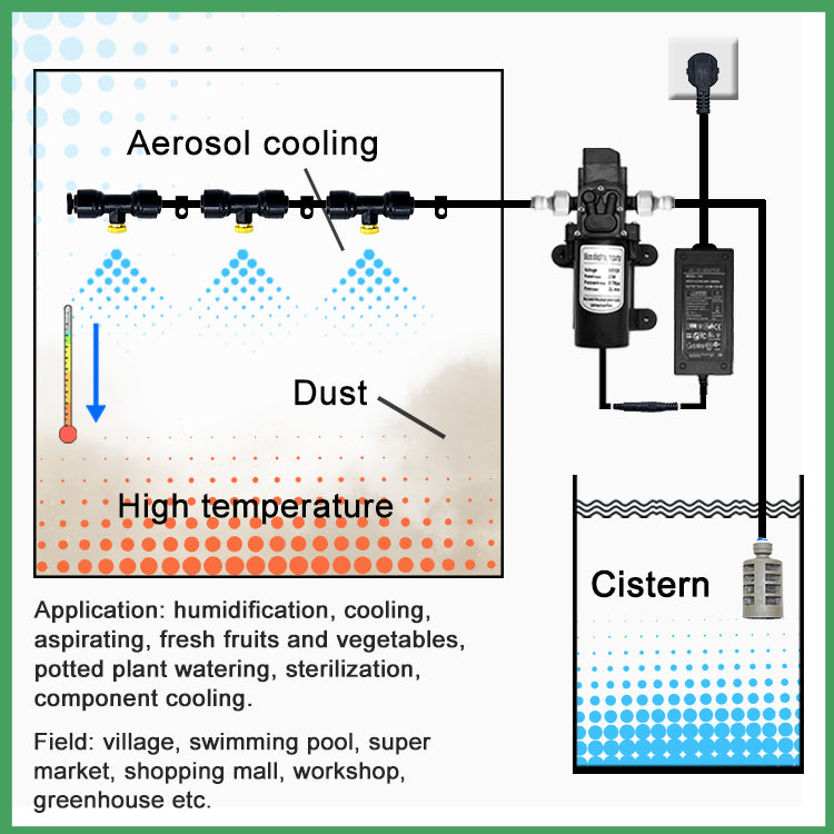 Outdoor Misting Cooling System Kit with Pump (15 meters)