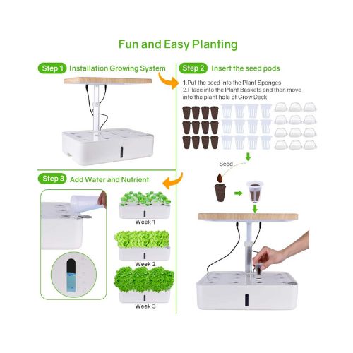 Indoor Wooden Hydroponics Growing System (12 pods)